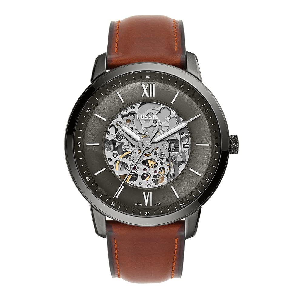 [Powermatic] Fossil ME3161 Neutra Automatic Skeleton Dial Brown Leather