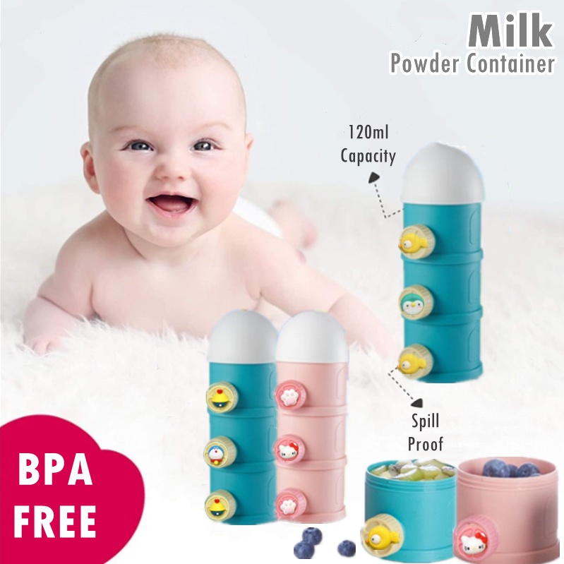BPA Free Baby Infants Baby Milk Powder Container Food Storage Box 3 Layer Doraemon Hello Kitty