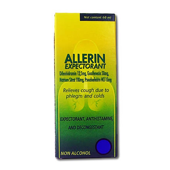 Allerin Expectorant Syr 60ml Relieve Cough Phlegm And Cold Shopee