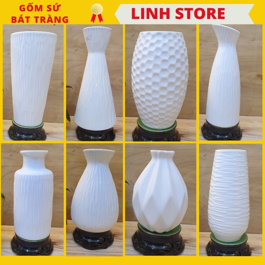 Bat Trang Ceramics Vase Flower Vase High Quality White Porcelain Flower