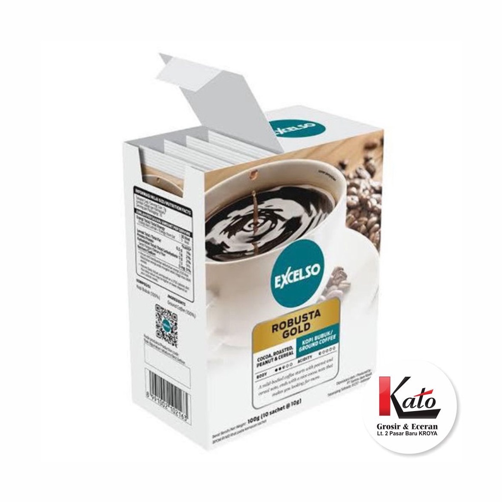 Excelso Robusta Gold Box Coffee Powder Ground Coffe 100gr (Sachets