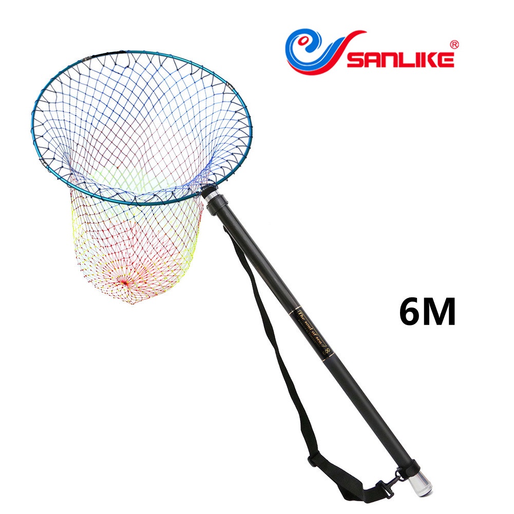 SANLIKE Fishing Landing Net Set Fishing Dip Net Carbon Telescopic Pole