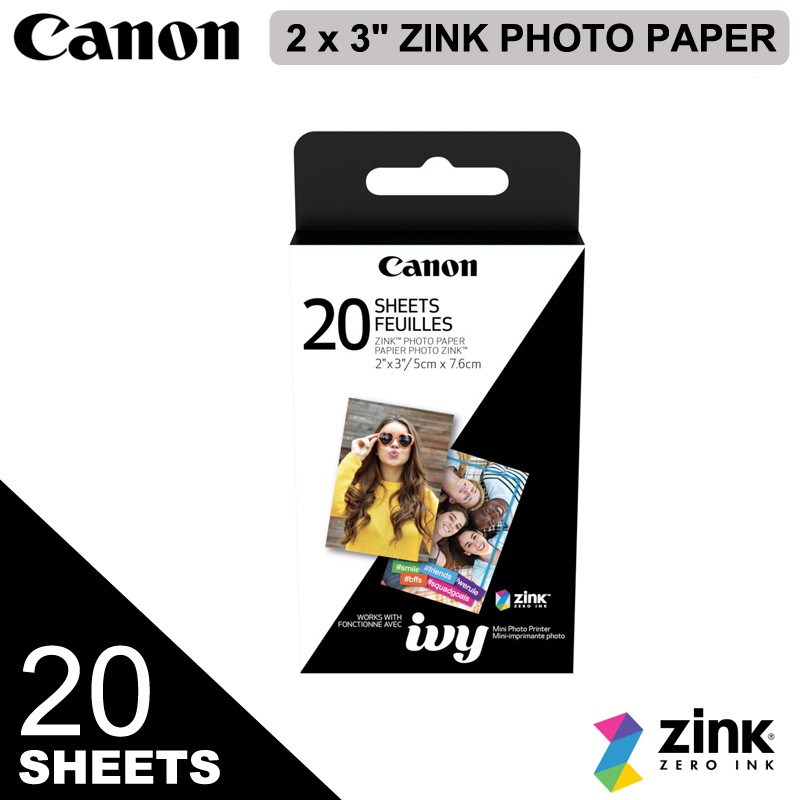 Canon Zink Photo Paper Pack ZP2030 (20 Sheets) Shopee Singapore