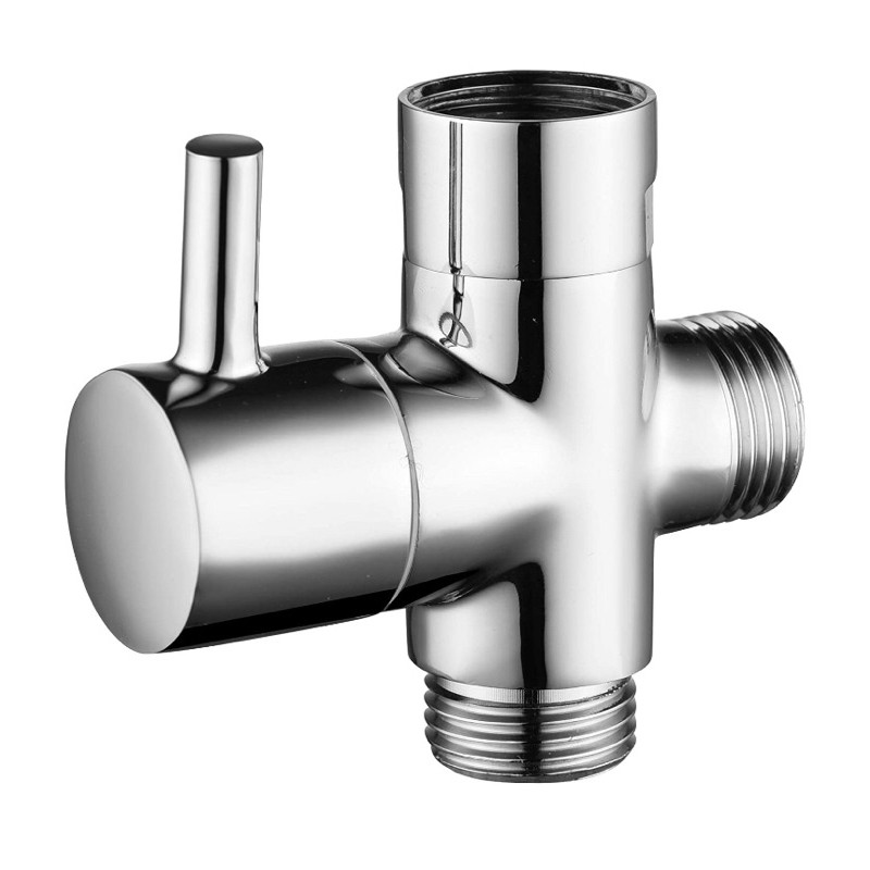 CIENCIA G1/2" Shower Diverter Valve for Bathroom, Brass 3Way Shower Arm Diverter Valve, Chrome