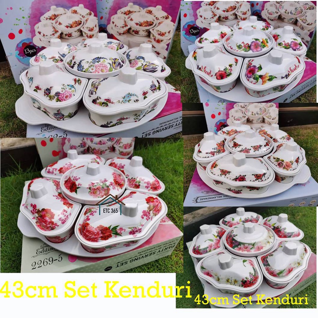 Melamine 43cm Buffet Set Kenduri 13pcs Party Serving Set Kenduri Side