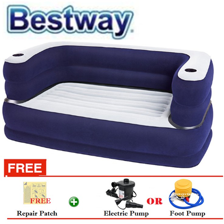 75058 BESTWAY 2IN1 Inflatable Air Mattress Sofa Seat Chair Bed Lounge