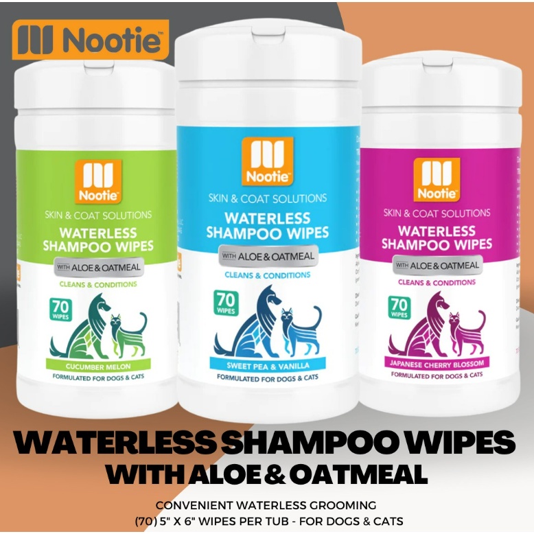 Nootie Waterless Shampoo Wipes With Aloe & Oatmeal Dogs & Cats 70 pcs 5