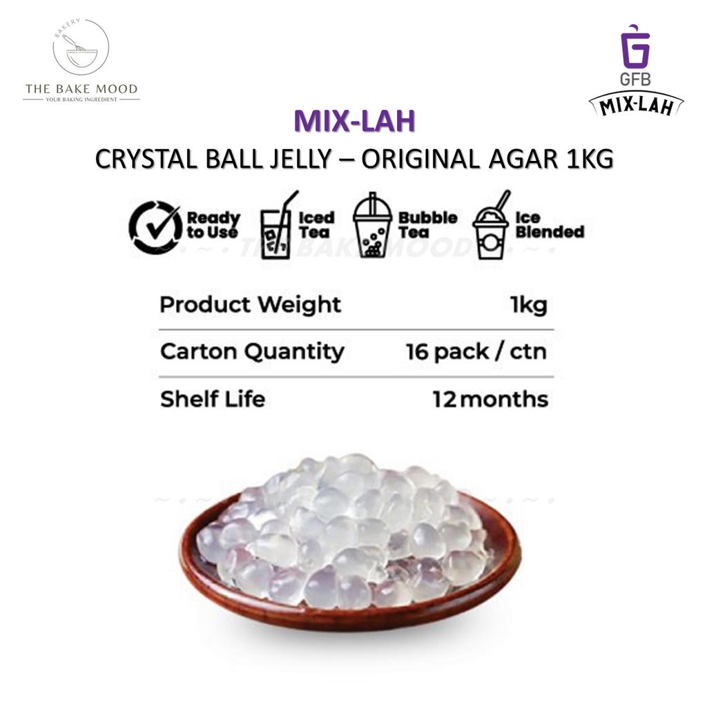 MIXLAH Crystal Boba White Agar Pearl Jelly Balls 1kg HALAL Shopee