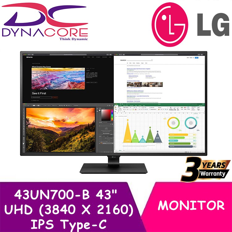 LG 43UN700B 43" Class UHD (3840 X 2160) IPS Display with TypeC, HDR10