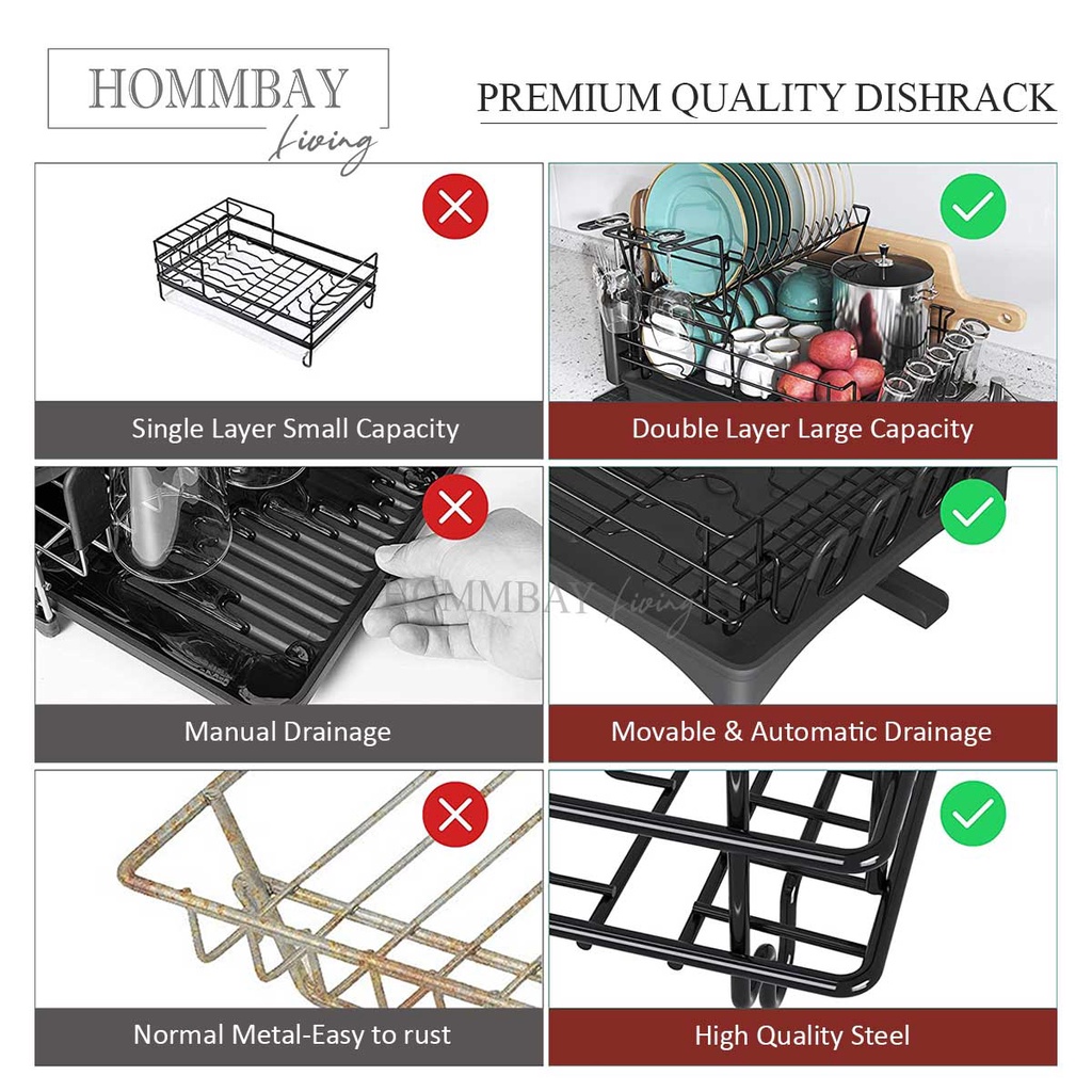 HOMMBAY Kitchen Japanese Style Minimalist Design Dish Rack with Water