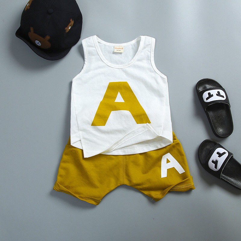 Final Sale 80110cm 04 yrs kids clothing set baby boy tank top+shorts