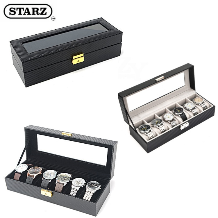 [ STARZ ] 6 Slots Carbon Fiber PU Watch Storage Box / Watch Boxes