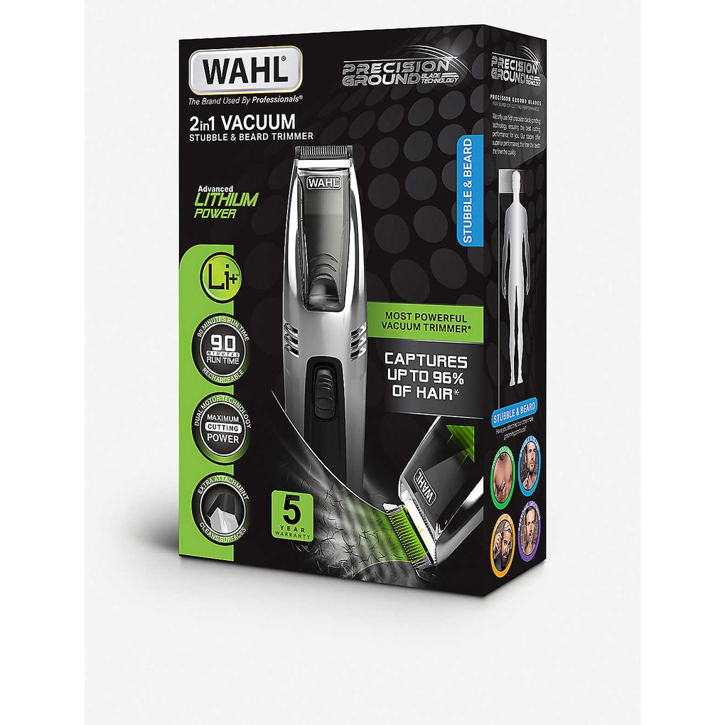 WAHL Vacuum Lithium stainless steel stubble and beard trimmer Shopee