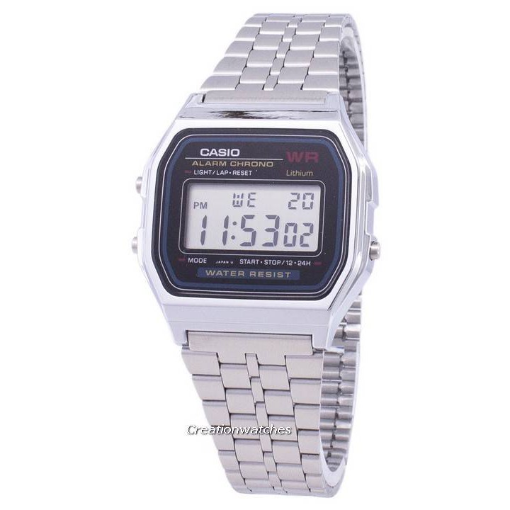 Casio Digital Alarm Chrono Stainless Steel A159WAN1DF A159WAN1 Men's Watch Shopee Singapore