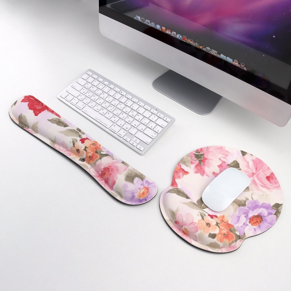 Memory Foam Mouse Mat Set Ergonomic Hand Support Comfortable Pain Relief NonSlip Easy Typing