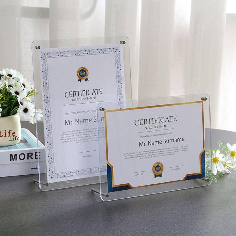Acrylic photo frame crystal table mounted picture frame certificate