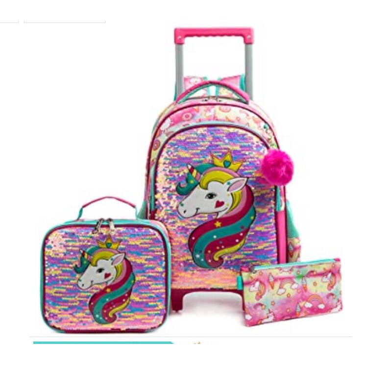 Unicorn School Wheeled bag Rolling luggage bag16 Inch 3 pcs set Kids