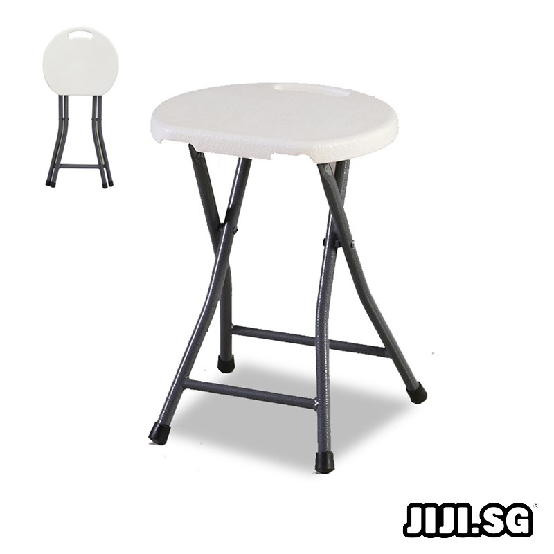 (JIJI SG) HDPE Folding Stool (White) Foldable Stool Plastic Folding
