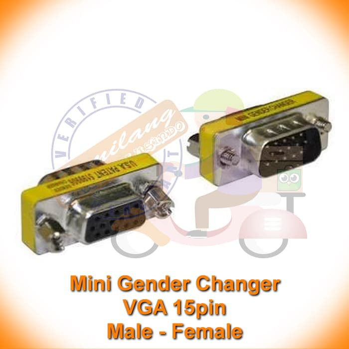 Jn Mini Gender Changer VGA Male Female 15pin Connector Converter