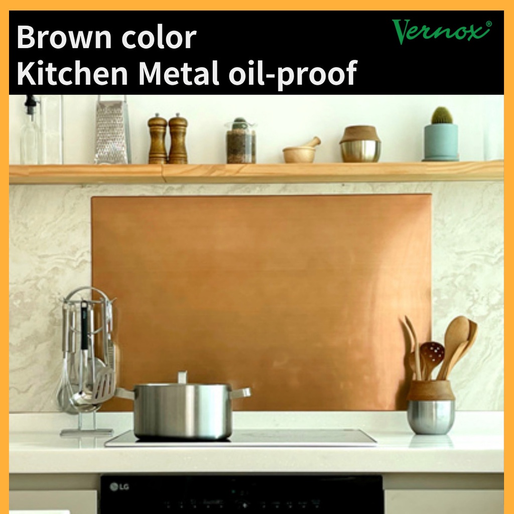 [Brown Color] stainless steel kitchen oil proof wallpaper DIY Self