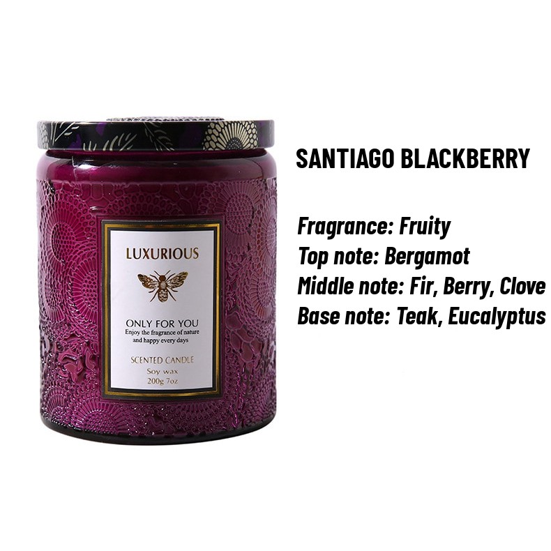 200g 4050H burn time Scented Candles, High end glass carved jar, Soy