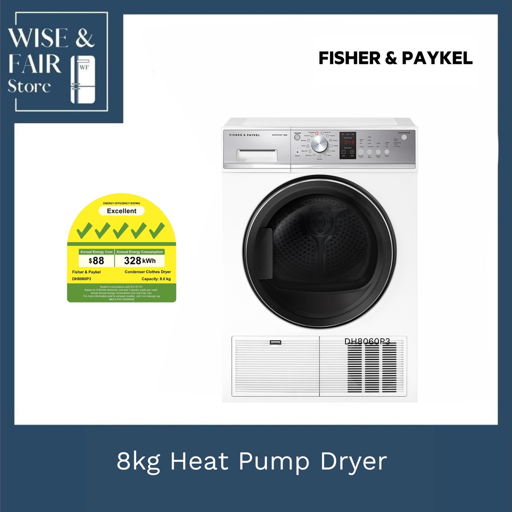 FISHER PAYKEL 8Kg HEAT PUMP DRYER DH8060P3 Shopee Singapore