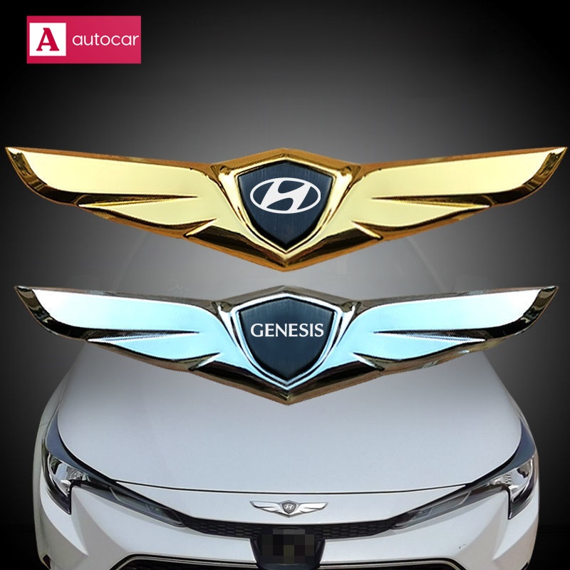 For Hyundai Genesis Car Hood Ornaments Emblems Metal Angel Wings