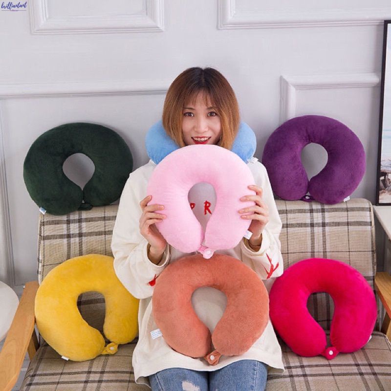 Inflatable Travel Neck Pillow Soft Flight Rest Support Cushion Head