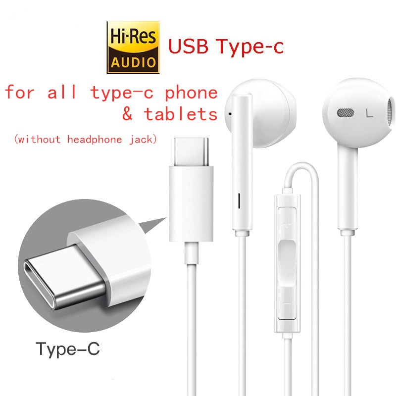 TYPEC earphones HiRes USBC Earpiece + Mic Volume Control earphones