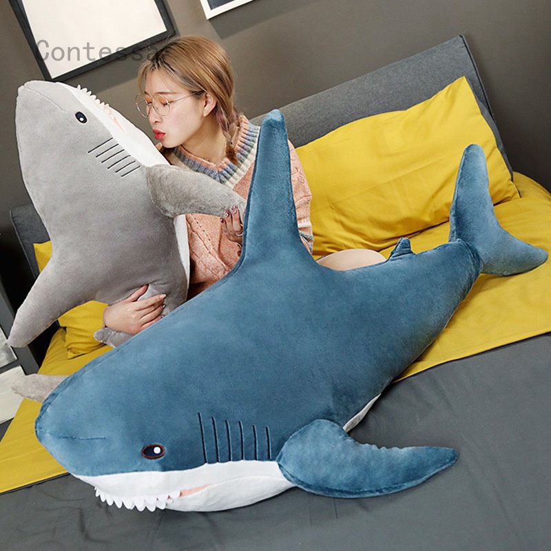 2022 Cute Plush Toy Shark stuffed Toy Blue 60CM Shopee Singapore
