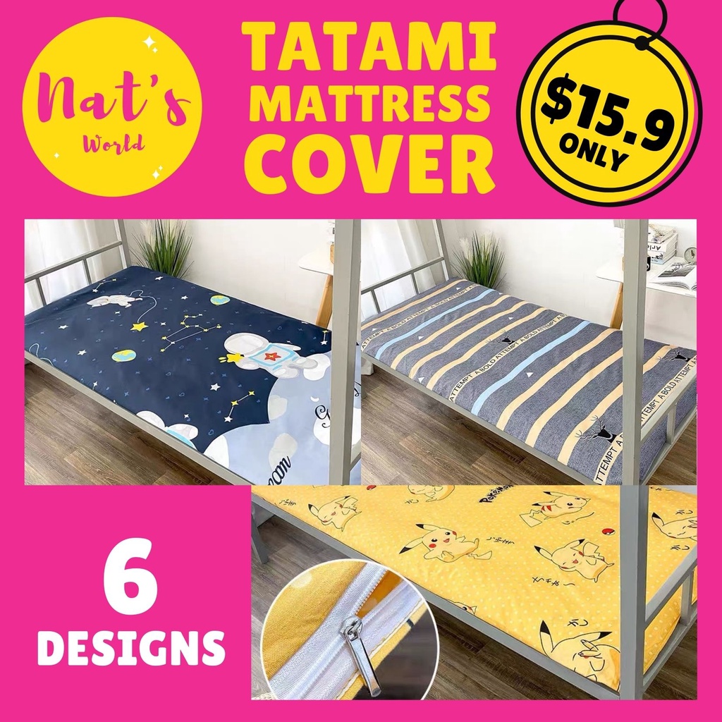 Foldable Tatami Mattress Cover Protector Sheet Linen Tatami (Mattress