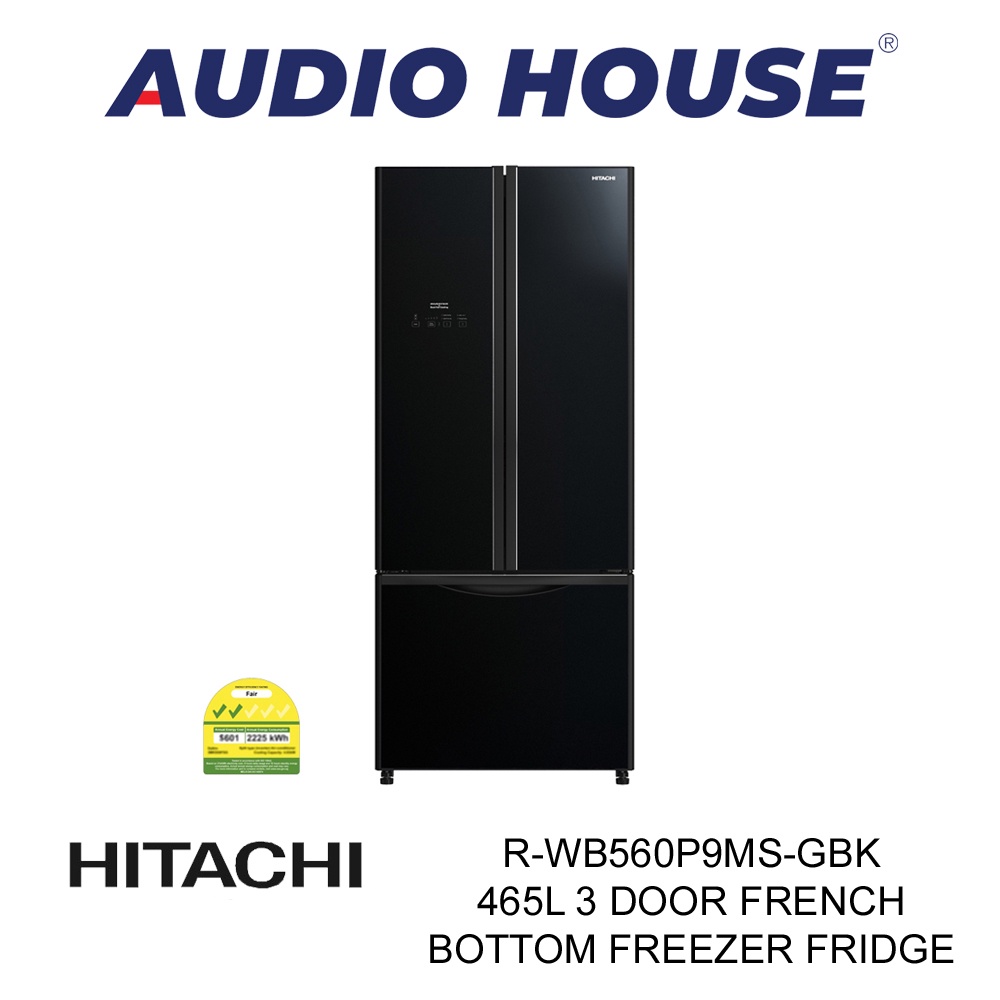 HITACHI RWB560P9MSGBK 465L 3 DOOR FRENCH BOTTOM FREEZER FRIDGE ***1 YEAR HITACHI WARRANTY