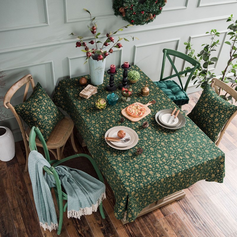 Christmas Green Bronzing Tablecloth Wind Chimes Printed Cotton and