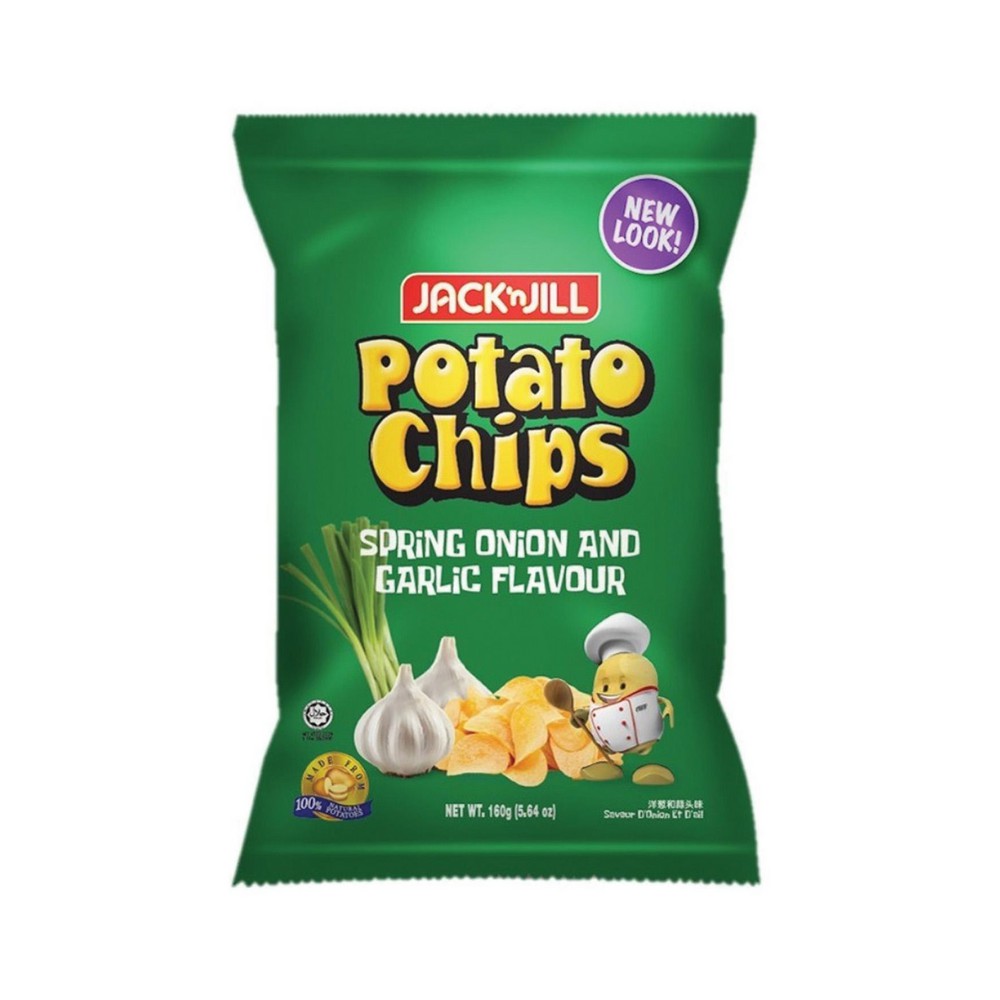Jack N' Jill Spring Onion & Garlic Potato Chips (Large) (150g x 12