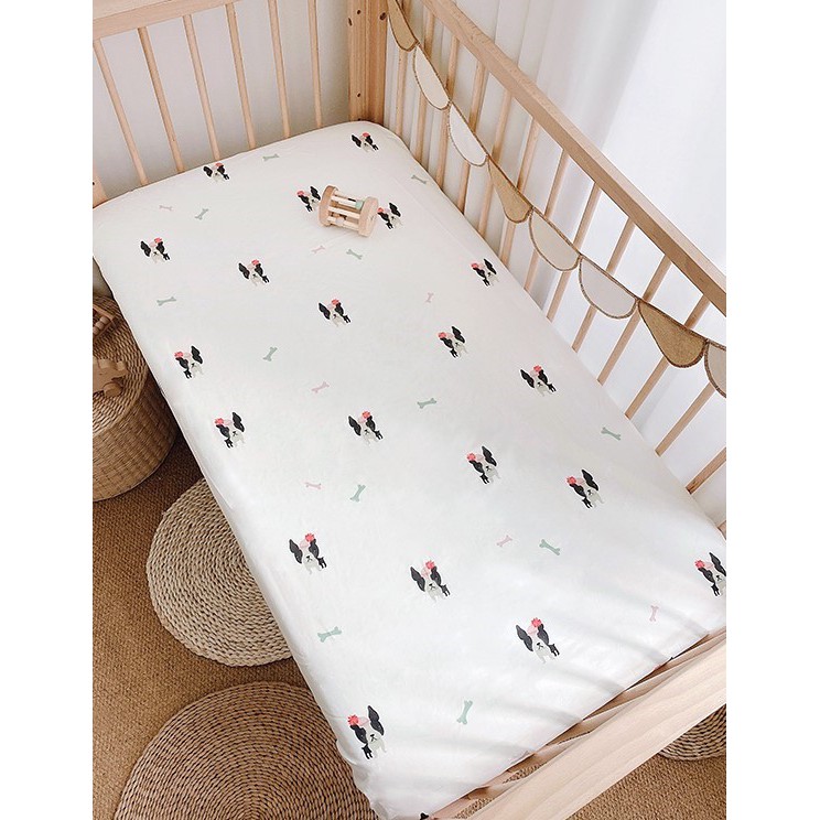 Baby Cot Fitted Sheet Nordic Animal Design (130cm X 70cm) Shopee