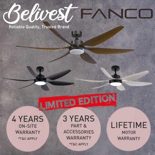 (LIMITED EDITION) FANCO HELI DC Motor Ceiling Fan With / Without LED Light 6 Blades 56 & 66