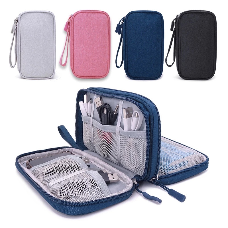 Portable Double Layer Cable Storage Case / Waterproof EVA Headphone Bag
