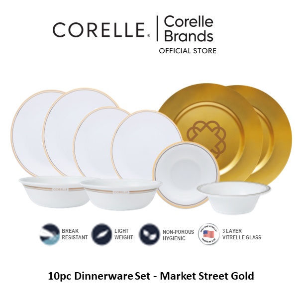 Corelle Dinnerware 10pc Set Market Street Gold Shopee Singapore