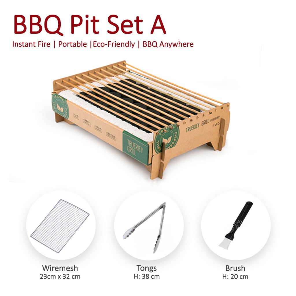 [SG Seller] Biodegradable Disposable BBQ Pit Set A Eco Friendly Instant Fire, Quick Setup BBQ