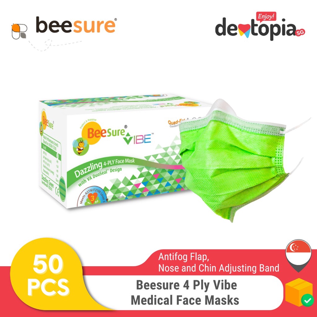 BeeSure VIBE 4Ply Earloop Face Masks 50's Shopee Singapore