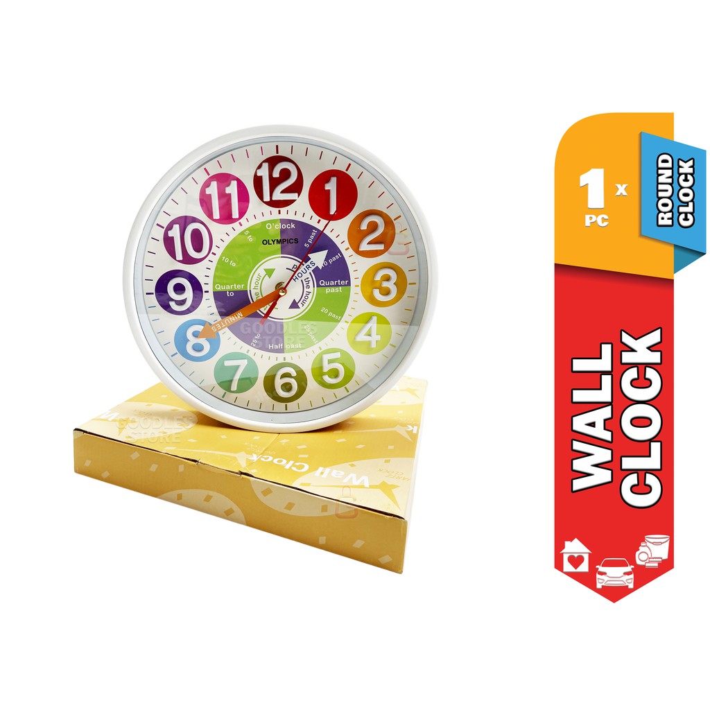 Wall Clock Teaching Time Clock Learning Clock Nursery Deco Wall Clock