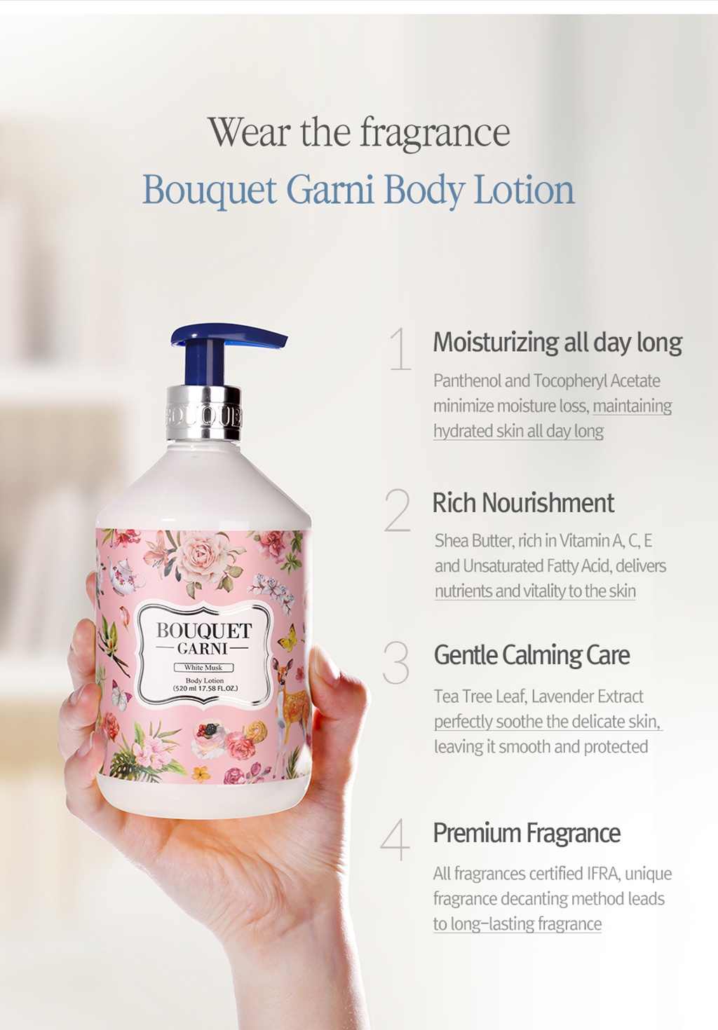 [Bouquet Garni] Fragrance Body Lotion / Body Moisturizer, 520ml