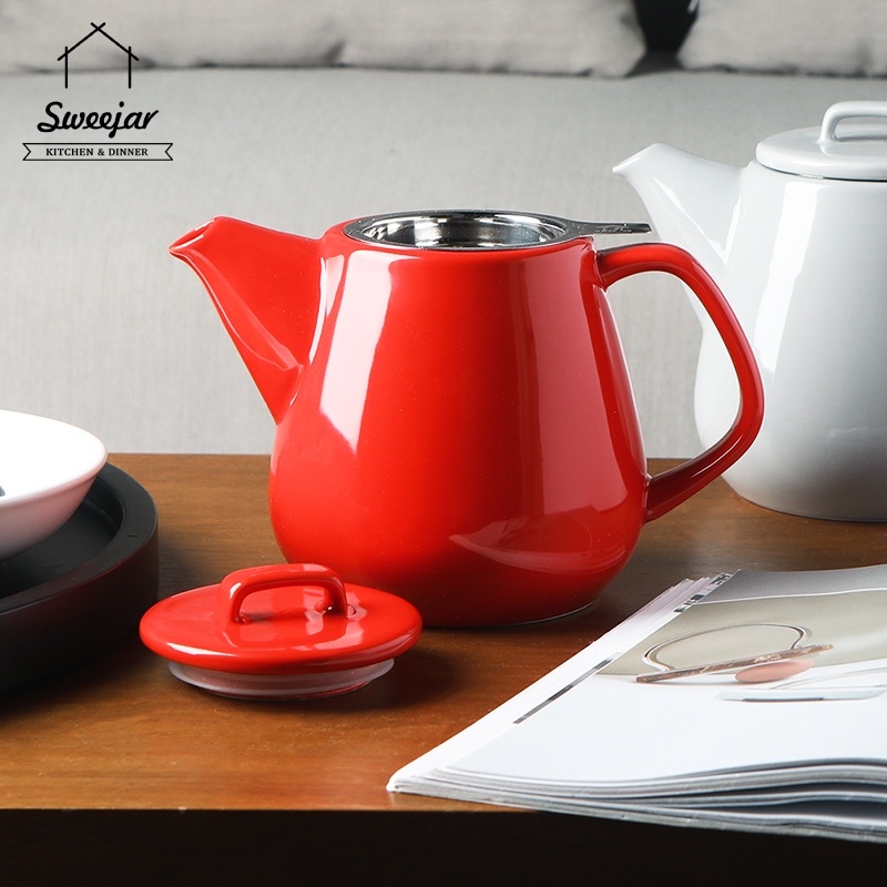 【Local Shipping】SWEEJAR 1180ML Ceramic Teapot with Stainless Steel