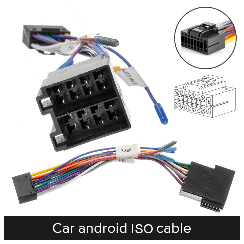 Car Head Unit Wire Harness Adapter for 2 Din Car Android Player ISO VW