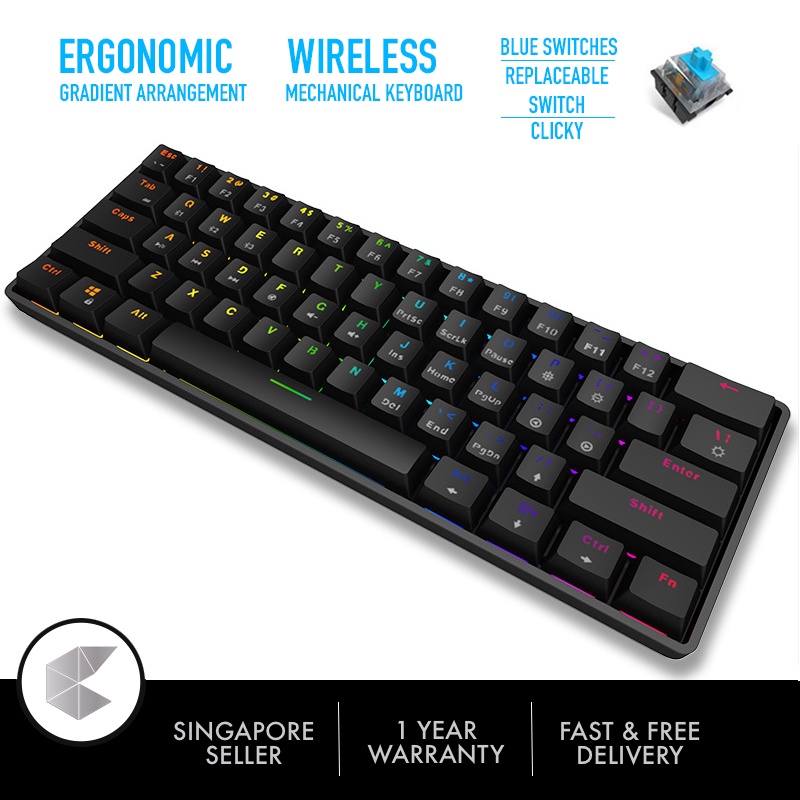 Singapore Ready Stock LEAVEN 61 Keys Gaming Office Computer RGB