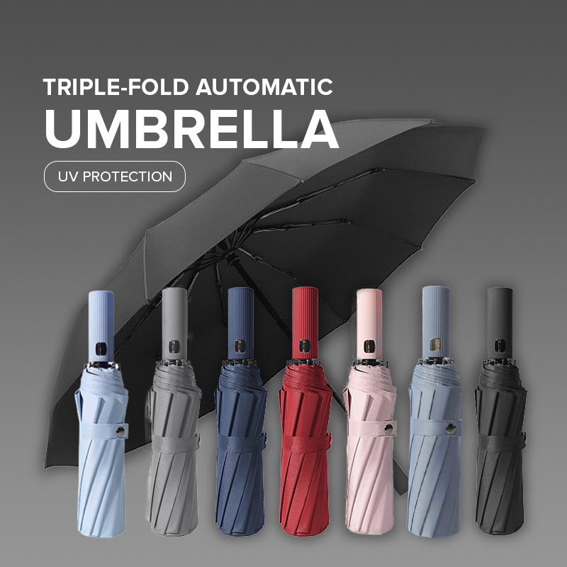 Automatic Umbrella 12 Ribs Bones Large Sunscreen UV Protection Super