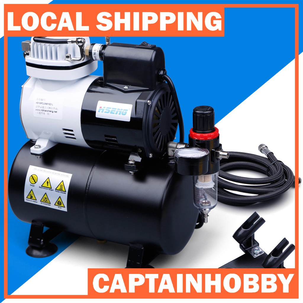 HSENG Pro Airbrushing Compressor Kits W/ Airbrush & 1.5M Hose and 3L