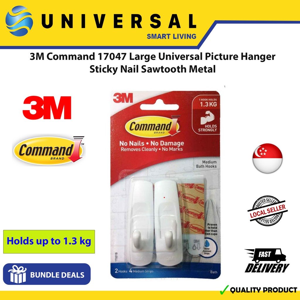 [SG SHOP SELLER] 3M Command 17001B Medium Bath Hooks Utility White