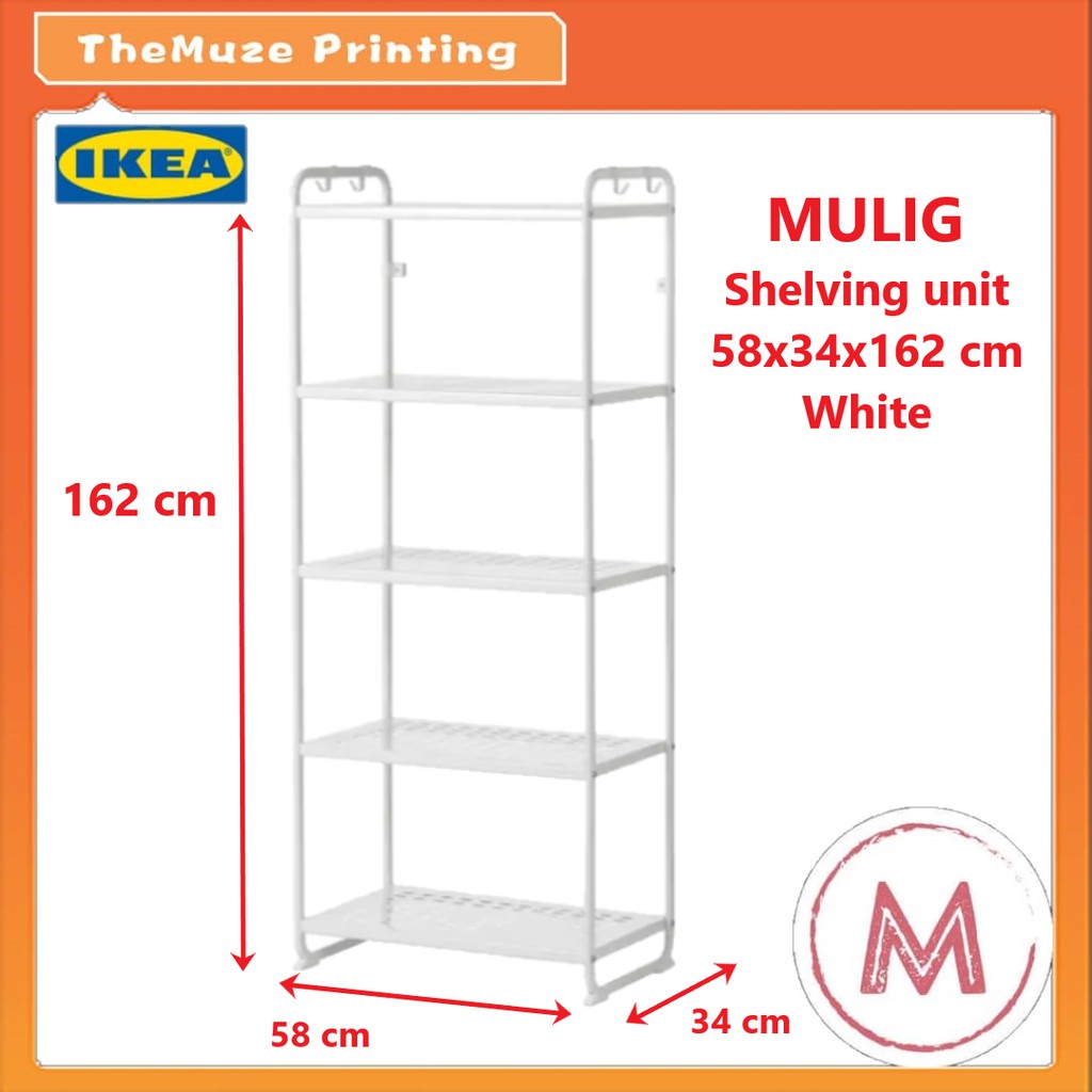 IKEA MULIG , Shelving unit, white, 58x34x162 cm Shopee Singapore