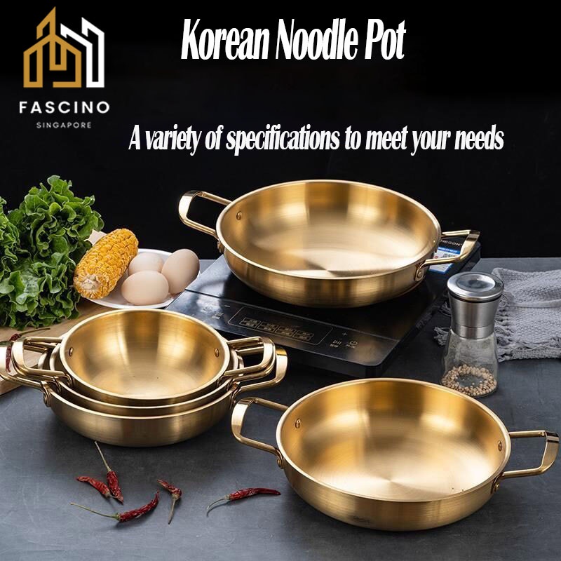 【SG】Korean Stainless Steel Noodle Pot Everyday Pan Ramen Golden